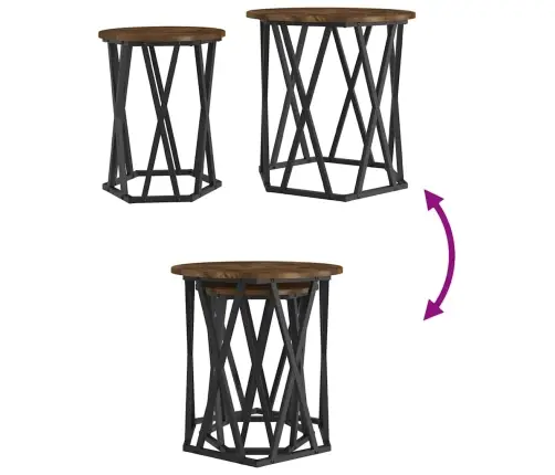 Blakus Galdiņi 2 Gabali Dūmots Ozols Inženierijas Koks Vidaxl