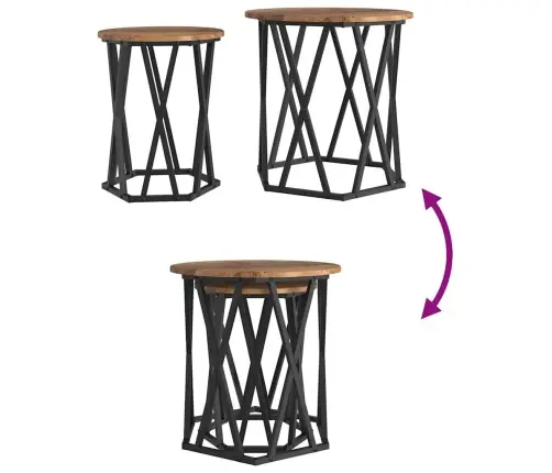 Blakus Galdiņi 2 Gab. Vecs Koks Pārstrādāts Koks Vidaxl