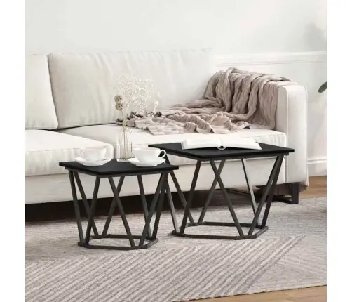 Blakus Galdiņi 2 Gabali Melna Ozola Inženierijas Koks Vidaxl