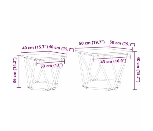 Blakus Galdiņi 2 Gabali Melna Ozola Inženierijas Koks Vidaxl