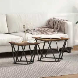 Sānu Galdiņu Komplekts 2 Pcs Dūmakaina Ozolkoka 50 X 50 X 40 Cm Vidaxl