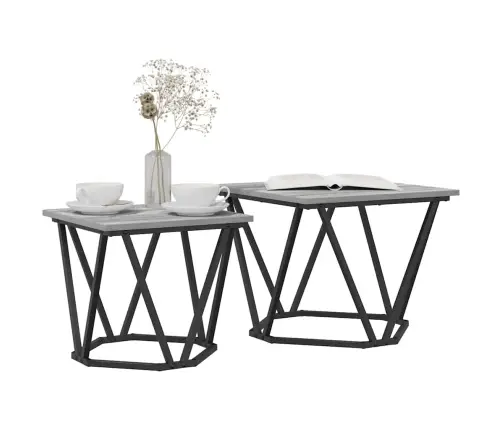 Šoninių Staliukų Komplektas 2 Pcs Pilka Sonoma Ąžuolo Šoninių Staliukų Komplektas 2 Pcs Pilka Sonoma Ąžuolo