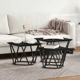 Kafijas Galdiņš 3 Pcs Melns Ozols 50 X 50 X 40 Cm Vidaxl