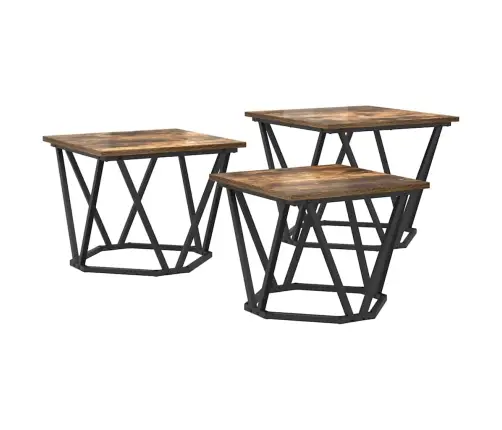 Kohvilaud 3 Pcs Suitsutatud Tamm 50 X 50 X 40 Cm