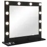 Spoguļa Ar Led Gaismām Melnais Ozols 60X55X18 Cm Vidaxl