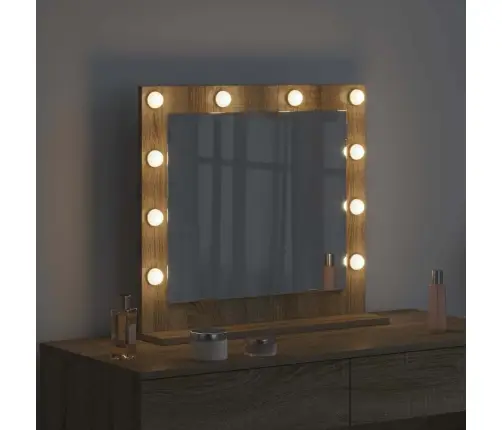 Spoguļa Ar Led Gaismām Sonoma Ozola 60X55X18 Cm Vidaxl