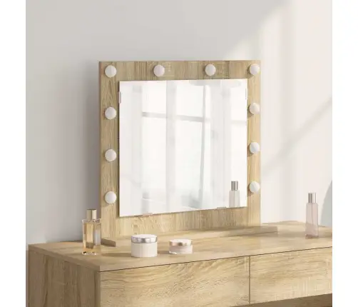 Spoguļa Ar Led Gaismām Sonoma Ozola 60X55X18 Cm Vidaxl