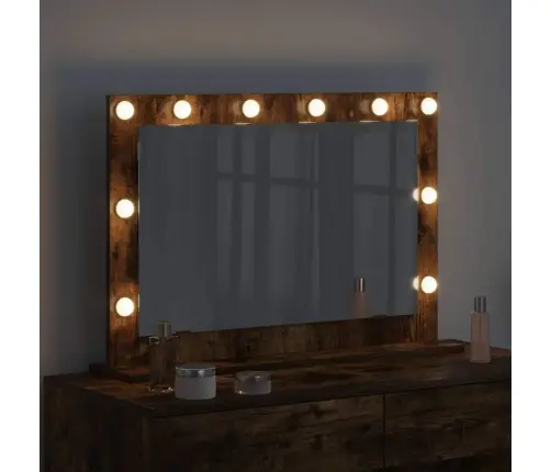Vidaxl Kosmētikas Spogulis Dūmots Ozols Koks Un Stikls 80 X 55 X 18 Cm