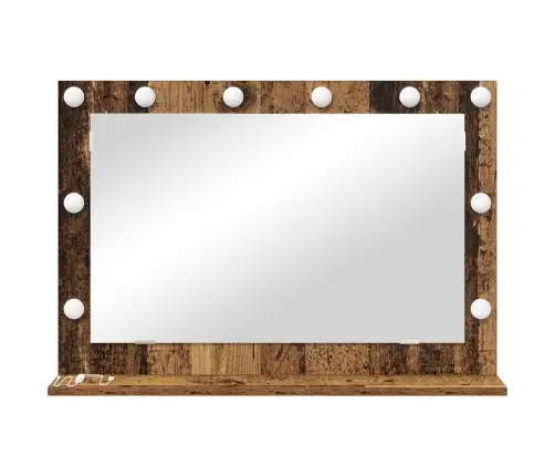 Tualettpeegel Vana Puit 80 X 55 X 18 Cm Klaas Ja Töödeldud Puit