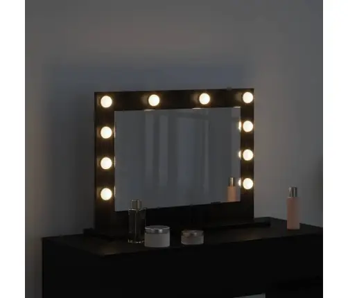 Spoguļa Ar Led Gaismām Melna Ozola 60X45X18 Cm Vidaxl