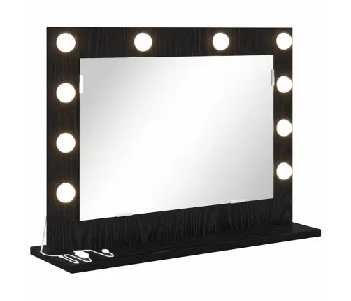 Spoguļa Ar Led Gaismām Melna Ozola 60X45X18 Cm Vidaxl