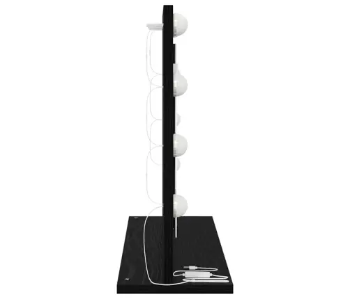 Spoguļa Ar Led Gaismām Melna Ozola 60X45X18 Cm Vidaxl