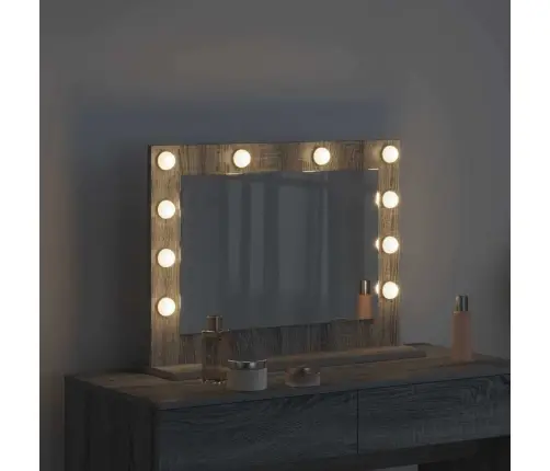 Spoguļi Ar Led Gaismām Pelēkā Sonoma Mdf, Stikls 60 X 45 X 18 Cm Vidaxl