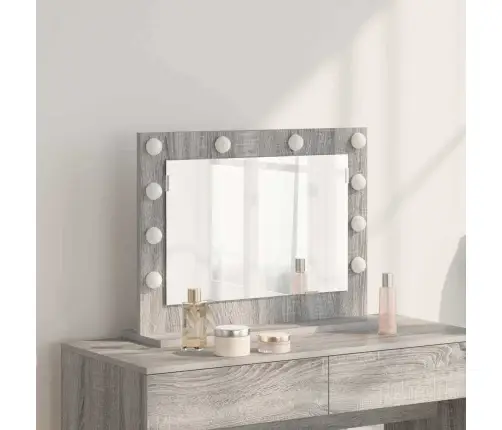Spoguļi Ar Led Gaismām Pelēkā Sonoma Mdf, Stikls 60 X 45 X 18 Cm Vidaxl