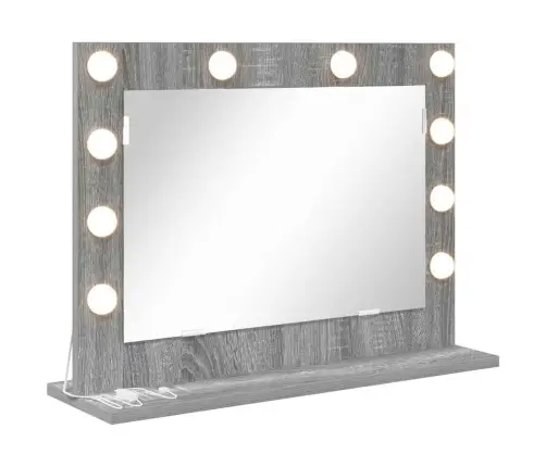 Spoguļi Ar Led Gaismām Pelēkā Sonoma Mdf, Stikls 60 X 45 X 18 Cm Vidaxl