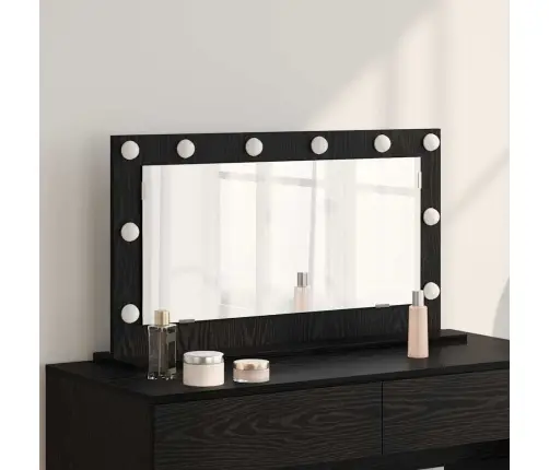 Spoguļa Ar Led Gaismām Melna Ozola 80X45X18 Cm Vidaxl