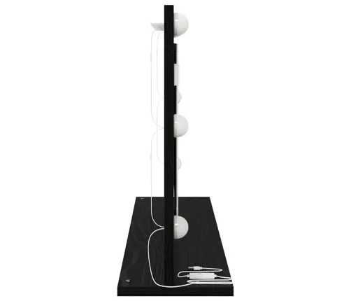 Spoguļa Ar Led Gaismām Melna Ozola 80X45X18 Cm Vidaxl
