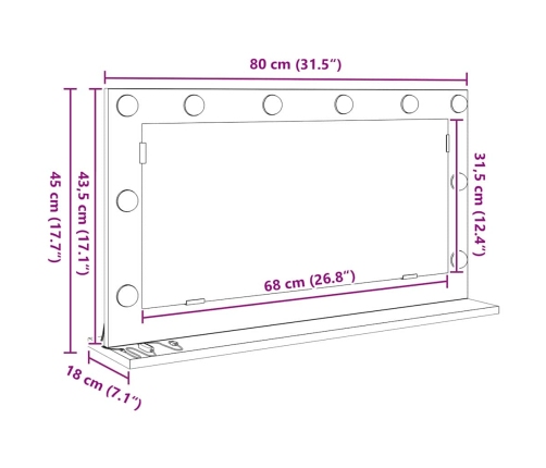 Spogulis Vecs Koks Koks, Stikls 80 X 45 X 18 Cm Spogulis Vidaxl