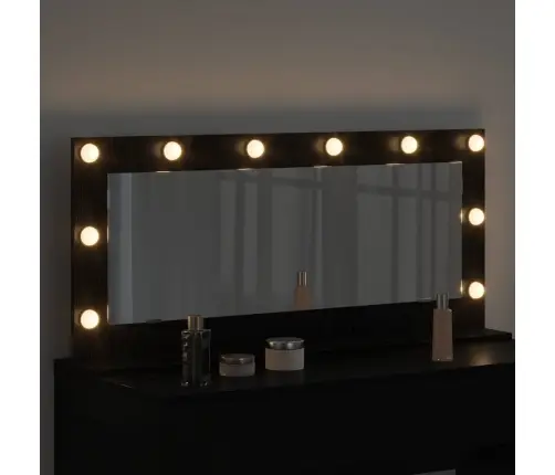 Kosmētikas Spogulis Ar Led Gaismām Melnā Ozola Krāsā 100X45X18 Cm Vidaxl