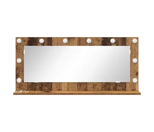 Spoguļa Ar Led Gaismām Vecs Koks 100X45X18 Cm Vidaxl