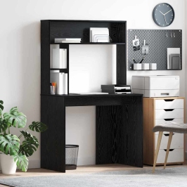 Galds Ar Plauktu Melns Ozols 91 X 50 X 149 Cm Inženierijas Koks Vidaxl