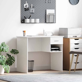 Galds Ar Atvilktni Balts 90 X 49.5 X 75 Cm Inženierijas Koks Vidaxl