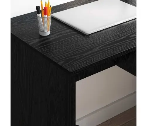 Galds Ar Uzglabāšanu Melna Ozola 90X49.5X75 Cm Inženierijas Koks Vidaxl