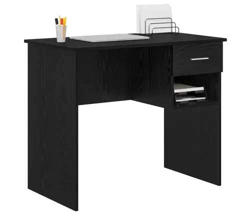 Galds Ar Uzglabāšanu Melna Ozola 90X49.5X75 Cm Inženierijas Koks Vidaxl