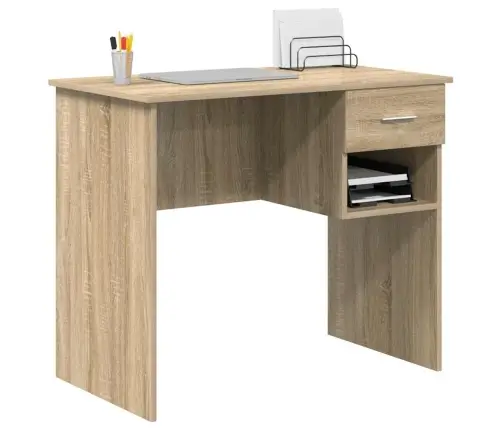 Galds Ar Uzglabāšanu Sonoma Ozols 90X49.5X75 Cm Cietais Koks Vidaxl