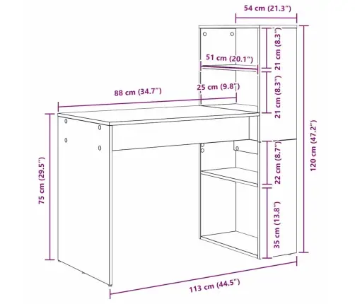 Galds Ar Uzglabāšanu Mākslinieka Ozols 113X54X120 Cm Inženierijas Koksne Vidaxl
