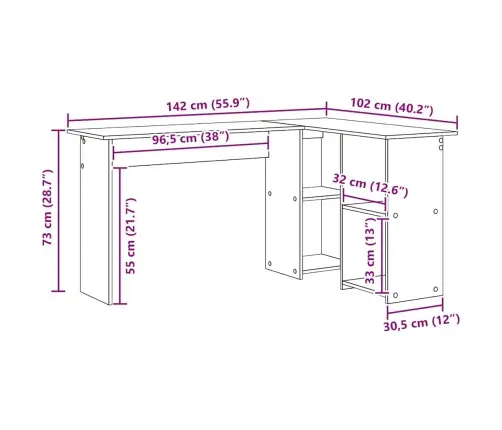 Galds Ar Plauktu Balts 142 X 102 X 73 Cm Inženierijas Koks Vidaxl