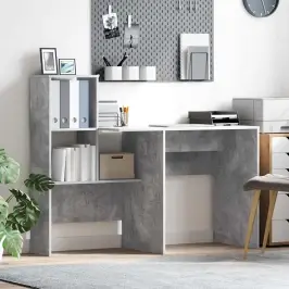 Galds Betona Pelēka 131.5 X 50 X 106.5 Cm Inženierijas Koks Vidaxl