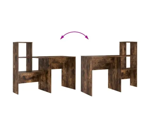 Galds Ar Plauktu Dūmakaina Ozolkoka 131.5 X 50 X 106.5 Cm Vidaxl