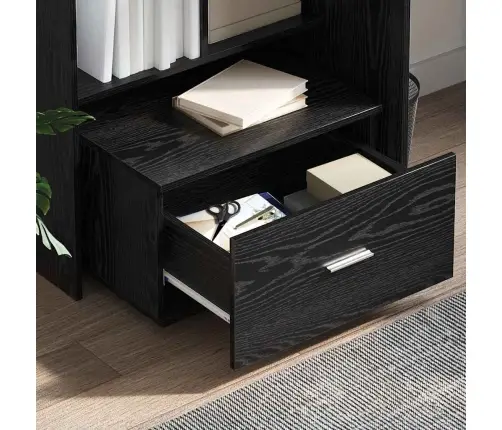 Atvilktņu Skapis Melna Ozola Inženierijas Koks Kompakts Vidaxl