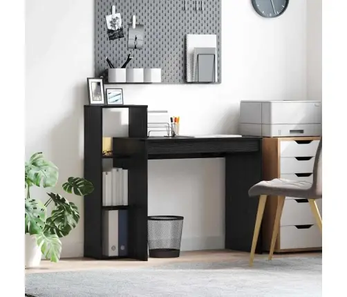 Laud Riiuliga Must Tamm 100 X 40 X 90 Cm Tehispuit Laud Riiuliga Must Tamm 100 X 40 X 90 Cm Tehispuit