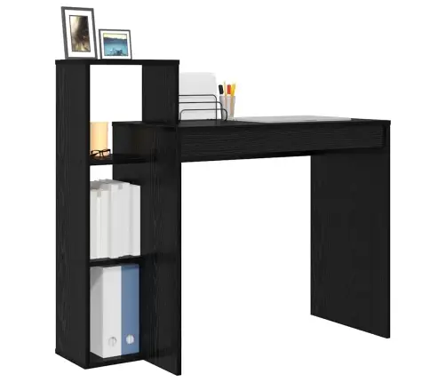 Laud Riiuliga Must Tamm 100 X 40 X 90 Cm Tehispuit Laud Riiuliga Must Tamm 100 X 40 X 90 Cm Tehispuit