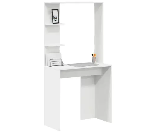 Laud Riiuliga Valge 78.5 X 37 X 154.5 Cm Tehispuit