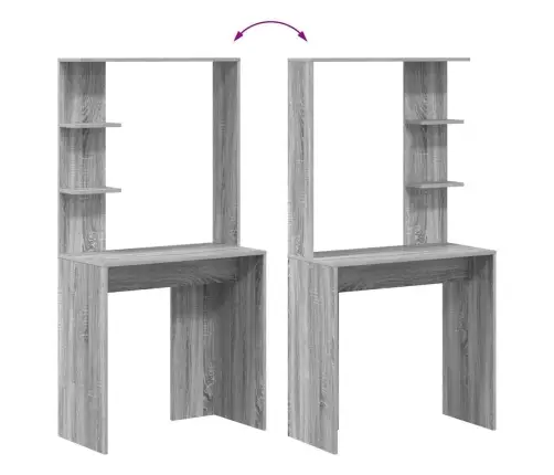 Pelēkais Datorgalds Pelēks Sonoma Inženierijas Koks Kompakts Vidaxl