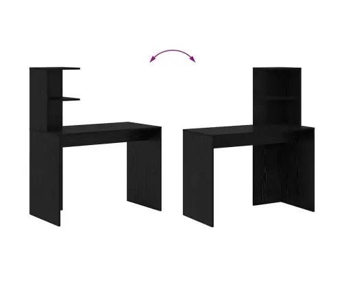 Laud Riiuliga Must Tamm 102 X 50 X 124 Cm Tehispuit