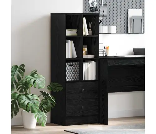 Aukštas Spintelė Su Stalčių Juoda Ąžuolo 45.5 X 34 X 127 Cm