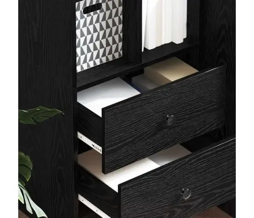 Aukštas Spintelė Su Stalčių Juoda Ąžuolo 45.5 X 34 X 127 Cm