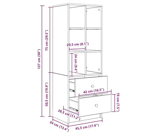 Aukštas Spintelė Su Stalčių Artisano Ąžuolo 45.5 X 34 X 127 Cm