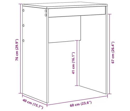 Laud Suitsetatud Tamm 60 X 40 X 76 Cm