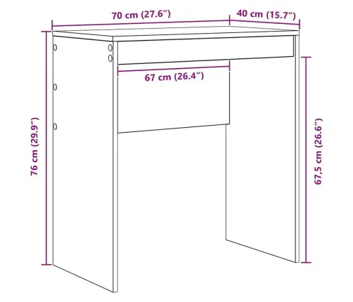 Rakstāmgalds Balts Inženierijas Koks 70 X 40 X 76 Cm Vienkāršs Vidaxl