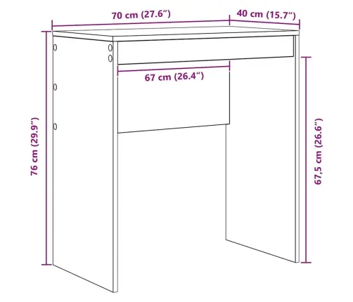 Rakstāmgalds Melns Ozols Inženierijas Koks 70 X 40 X 76 Cm Vidaxl