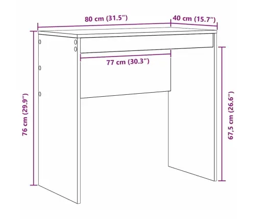 Laud Suitsutatud Tamm 80 X 40 X 76 Cm Tehispuit