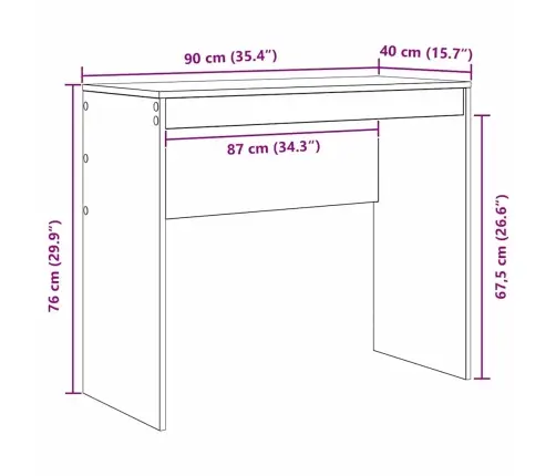 Laud Suitsutatud Tamm 90 X 40 X 76 Cm Tehispuit