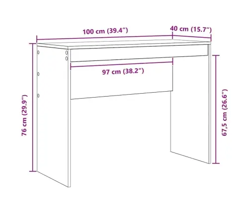 Rakstāmgalds Pelēks Betons Skaidu Plātne 100 X 40 X 76 Cm Vidaxl