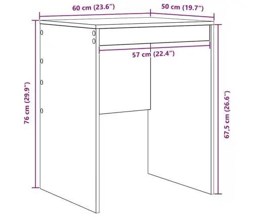 Stalas Betono Pilka 60 X 50 X 76 Cm Apdirbta Mediena