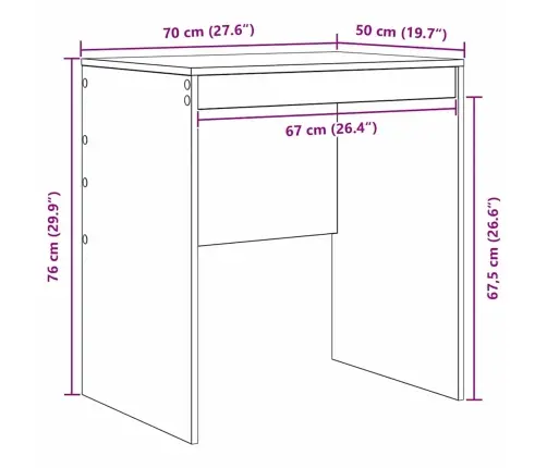 Rakstīšanas Galds Vecs Koks Mdf 70 X 50 X 76 Cm Vienkāršs Vidaxl